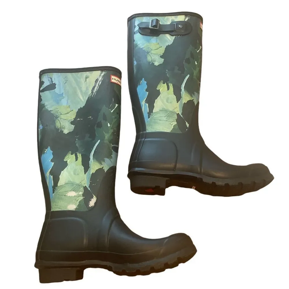 Hunter Original Limited Edition Tall Botanical Print Wellington Boot Siz…